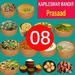 Kapileswar Mandir Thali Prasad – 8 Items (  Arna, Kanika, Dali, Besara, Saga, Khata, Mahura,  Pachedi, Kheer  )